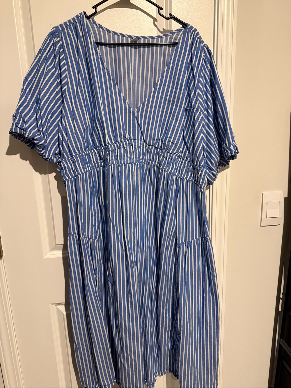 Old Navy Blue and White Striped Maternity Midi Dress